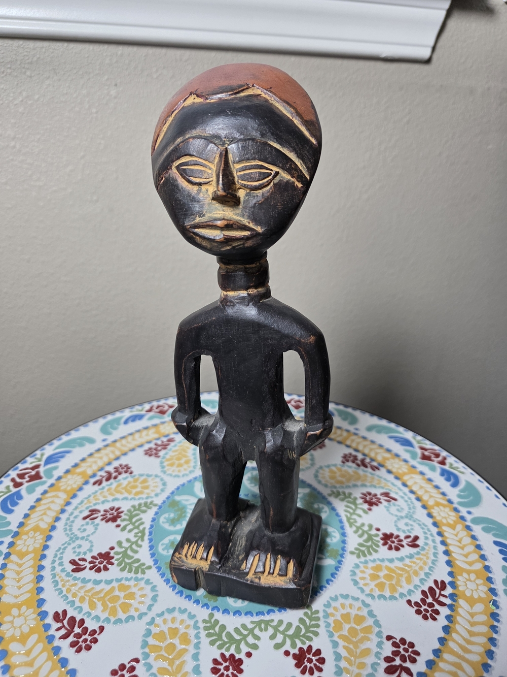 Hand-Carved Black & Brown Tribal Figurine Home Art made in Ghana.